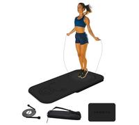 LaiEr Jump Rope Mat Set,Two pieces of Knees Protection Impact Absorption Fitness Exercise Mat Non-Slip for Home Gym(Black,140cm*62cm*8mm+61cm*41cm*8mm)