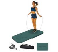 LaiEr Jump Rope Mat Set,Two pieces of Knees Protection Impact Absorption Fitness Exercise Mat Non-Slip for Home Gym(Dark Green,140cm*62cm*8mm+61cm*41cm*8mm)