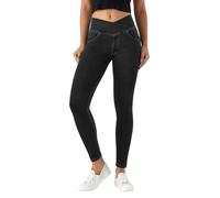 LaiEr V Crossover Skinny Jeans Women High Waist Pull onTummy Control Casual Fitness Leggings, Highly Elasticity Soft Fabric with Side Pockets Yoga Pants(BlackXL)