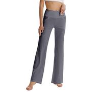 LaiEr Women's Bootcut Yoga Pants with Pockets High Waist Flared Bootleg Yoga Workout Pants with Side Pockets(Light Grey,XS)