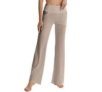 LaiEr Women's Bootcut Yoga Pants with Pockets High Waist Flared Bootleg Yoga Workout Pants with Side Pockets(Light Brown,XXXL)