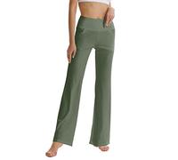 LaiEr Women's Bootcut Yoga Pants with Pockets High Waist Flared Bootleg Yoga Workout Pants with Side Pockets(Green,M)