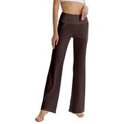 LaiEr Women's Bootcut Yoga Pants with Pockets High Waist Flared Bootleg Yoga Workout Pants with Side Pockets(Brown,M)