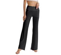 LaiEr Women's Bootcut Yoga Pants with Pockets High Waist Flared Bootleg Yoga Workout Pants with Side Pockets(Black,XS)