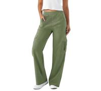 LaiEr Women's Denim Walking Trousers Straight Leg Pants Casual Work Bottoms Outdoor Streetwear Womens Stretch Cargo Pants with Pockets for Casual Outdoor Hiking Jeans.(Green XL)