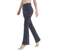 LaiEr Women's Yoga Pants, Tummy Control, Workout, Bootleg Pants, High Waist, 4-Way Stretch Pants with Inside Pockets, darkgray, M