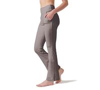 LaiEr Women's Yoga Pants with 4 Pockets High Waist Work Pants 4 Way Stretch Tummy Control Long Flare Pants(Lignt Brown,XL)