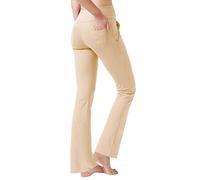 LaiEr Women's Yoga Pants with 4 Pockets High Waist Work Pants 4 Way Stretch Tummy Control Long Flare Pants(Khaki,L)