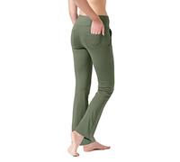 LaiEr Women's Yoga Pants with 4 Pockets High Waist Work Pants 4 Way Stretch Tummy Control Long Flare Pants(Green,L)