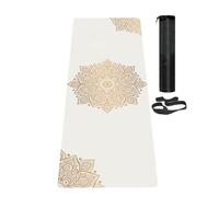 LaiEr Yoga Mat Non Slip Eco Friendly Exercise Mat with Carrying Strap, Thick Exercise & Workout Mat for Yoga, Pilates and Fitness(183CM*61CM*6MM) White three flowers
