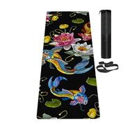 LaiEr Yoga Mat Non Slip Eco Friendly Exercise Mat with Carrying Strap, Thick Exercise & Workout Mat for Yoga, Pilates and Fitness(183CM*61CM*6MM) Fish&Lotus