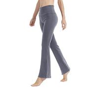 LaiEr Yoga Pants for Women Tummy Control Workout Bootleg Pants High Waist 4 Way Stretch Pants with Inner Pockets, lightgrey, L