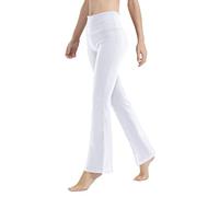 LaiEr Yoga Pants for Women Tummy Control Workout Bootleg Pants High Waist 4 Way Stretch Pants with Inner Pockets(White,S)
