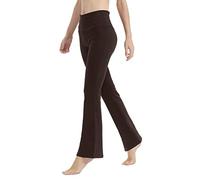 LaiEr Yoga Pants for Women Tummy Control Workout Bootleg Pants High Waist 4 Way Stretch Pants with Inner Pockets(Brown,S)