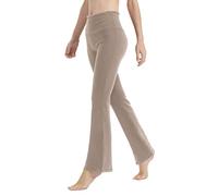 LaiEr Yoga Pants for Women Tummy Control Workout Bootleg Pants High Waist 4 Way Stretch Pants with Inner Pockets(Light Brown,L)