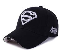 LAIFEKE Baseball Cap Superman Snapback Hat Embroidery Baseball Cap for Men Women (Black & Silver)