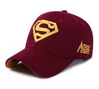 LAIFEKE Baseball Cap Superman Snapback Hat Embroidery Baseball Cap for Men Women (Wine red & Yellow)