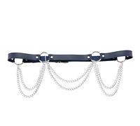 LAIFEKE Punk Gothic Chain Belt Metal Ring PU Leather Belt for Women Adjustable Size