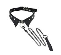 LAIFEKE Punk Hauling Chain PU Leather Choker Gothic Necklace NightClub Goth Leash Belts Adjustable Size
