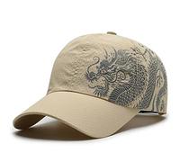 LAIFEKE Unisex Chinese Dragon Pattern Baseball Cap Breathable Trucker Hats Outdoor Sport Cap Gorras Baseball Casquette (Beige)