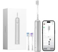 Laifen Wave Electric Toothbrush, Oscillation & Vibration Sonic Electric Toothbrush for Adults with 3 Brush Heads, IPX7 Waterproof Magnetic Rechargeable Travel Powered Toothbrush (Silver Aluminium)