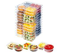 LAifu 25Pcs Double Compartment Condiment Container with Lid, Reusable Snack Box With 2 Compartments for Meal Prep, Salad Dressing, Dipping Sauce, Travel Snacks Microwave and Fridge Safe