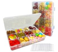LAifu 2pack 24 Grids Clear Plastic Organizer Box Storage Container Jewelry Box with Adjustable Dividers for Beads Art DIY Crafts Jewelry Fishing Tackles(20 x 13.8 x 3.8 cm)