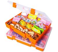 LAifu 2PCS Plastic Craft Storage Box, Orange Organizer Container with Adjustable Dividers, 36 Compartments Storage Box for Jewelry Cosmetics Craft Tackle Pills Beads Bolts and Nuts