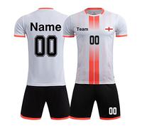 LAIFU Adult Kids Personalised Football Shirts Kit Soccer Jersey and Shorts with Numbered Team Logo Custom (8607-White)