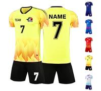 LAIFU Custom Adult Kids Football Shirt, Personalise Your Name, Number, Logo and Team Name Breathable Football Kits Yellow
