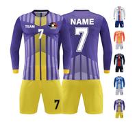 LAIFU Custom Football Jersey Set for Kids Youth Adults Personalised Football Uniforms with Name Number Team (UK, Alpha, One Size, Regular, Regular, Purple)