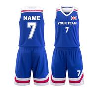 LAIFU Custom Kids Basketball Jerseys, Personalize Name Number Logo Adults Basketball Sets Blue