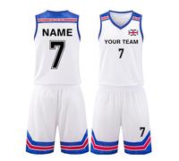 LAIFU Custom Kids Basketball Jerseys, Personalize Name Number Logo Adults Basketball Sets White