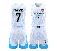 LAIFU Custom Kids Basketball Jerseys, PersonalizeYour Name Number and Logo Adults Breathable Basketball Sets White Blue