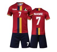 LAIFU Personalised Football Kit for Boys/Girls/Men/Women Kids Football shirt&short with Name Number Team and Logo (shortsleeve red)