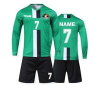 LAIFU Personalised Football Kit for Boys/Girls/Men/Women Kids Football shirt&short with Name Number Team and Logo (longsleeve green)