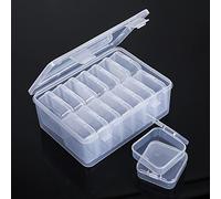 LAifu Small Storage Boxes, 14pcs Inner Bead Organizers Mini Clear Bead Storage Containers Plastic Storage Box with Lid for Collecting Small Items, Stickers, Stamps, Seeds, Beads, Jewelry (1 Pack)