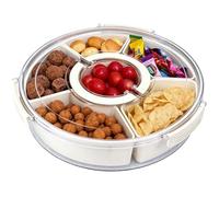 LAifu Snack Box with Lid and Handle - 360° Rotating Food Storage Container, Airtight Divided Serving Snackle Tray with 6Pcs Inner Boxes for Snack Candy Salad Fruit Vegetable Meat Keeper Fresh Crispy