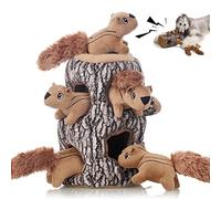 LaiFug Hidden Squirrel Plush Dog Toy， Interactive Squeaky Dog Toy Hide and Seek, XL