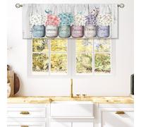 Laifzere Farmhouse Floral Inspirational Bible Curtain Valance for Window Treatments Flower God Says You are Kitchen Treatment Mason Jar Christian Drapes for Bathroom Bedroom Living Room (52x18 Inch)