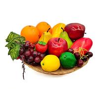 Laiiqi 17 Pcs Fake Fruit, Simulation Fruit Props for Photography, Display, Lifelike Realistic Artificial Fake Fruits Home Decor Craft Fruit Set Fake Lemon Fake Grape Strawberry