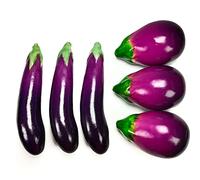 Laiiqi 6 Pcs Artificial Eggplants, Faux Fake Eggplant Vegetable Display Props, Lifelike Realistic Fake Food Eggplants for Home Kitchen Decorations
