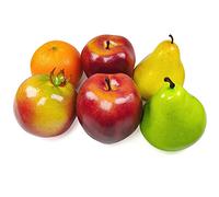Laiiqi 6 Pcs Artificial Fruits, Fake Fruits for Decorative, Lifelike Realistic Red Apple Simulation Green Yellow Pear Display Fruits Set, Faux Fake Pomegranate Orange Props Fruit