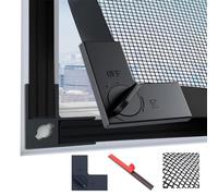 LAIJIANG 110x140cm Adjustable Window Screen - DIY Fly Screen Mesh Trimmable for Frames Up to 105×135cm, Full Frame Wide Magnetic Strip with 4 Locking Clips