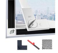 LAIJIANG 120x160cm Adjustable Window Screen - DIY Fly Screen Mesh Trimmable for Frames Up to 115×155cm, Full Frame Wide Magnetic Strip with 4 Locking Clips