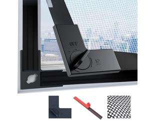 LAIJIANG 120x160cm Adjustable Window Screen - DIY Fly Screen Mesh Trimmable for Frames Up to 115×155cm, Full Frame Wide Magnetic Strip with 4 Locking Clips