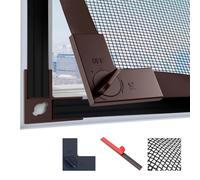 LAIJIANG 140x160cm Adjustable Window Screen - DIY Fly Screen Mesh Trimmable for Frames Up to 135×155cm, Full Frame Wide Magnetic Strip with 4 Locking Clips