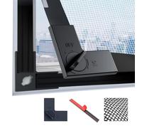 LAIJIANG 90x120cm Adjustable Window Screen - DIY Fly Screen Mesh Trimmable for Frames Up to 85×115cm, Full Frame Wide Magnetic Strip with 4 Locking Clips