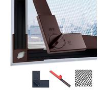 LAIJIANG 90x120cm Adjustable Window Screen - DIY Fly Screen Mesh Trimmable for Frames Up to 85×115cm, Full Frame Wide Magnetic Strip with 4 Locking Clips