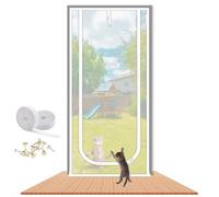 LAIJIANG Cat Screen Door, Reinforced Mesh Screen Door With Double Zipper Easy Access, Keep Cats Indoors Prevent Pets Escape, Scratch Proof & Keeping Air Fresh(WHITE U,100x220cm/40x87'')